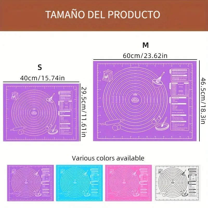 1 Alfombrilla de Silicona Antiadherente Extra Gruesa con Medidas - Grado Alimenticio