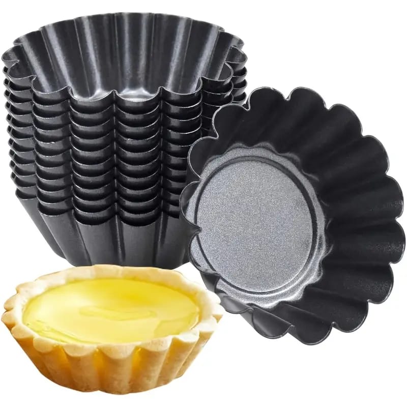 10pcs Moldes para Tartas de Huevo de Acero al Carbono Premium