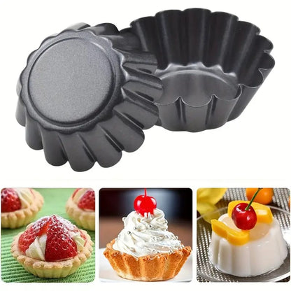 10pcs Moldes para Tartas de Huevo de Acero al Carbono Premium