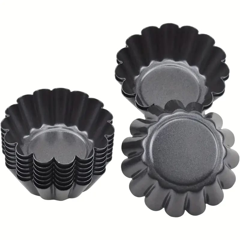 10pcs Moldes para Tartas de Huevo de Acero al Carbono Premium